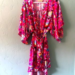 Brand New colorful Silky Lounge Robe, small pink